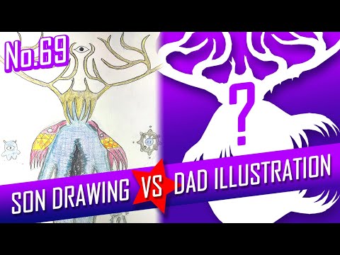 SON DRAWING VS DAD ILLUSTRATION - Horned Spirit of the Lake No.69
