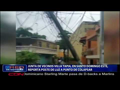 Junta de vecinos Villa Tapia, en Santo Domingo Este, reporta poste de luz a punto de colapsar