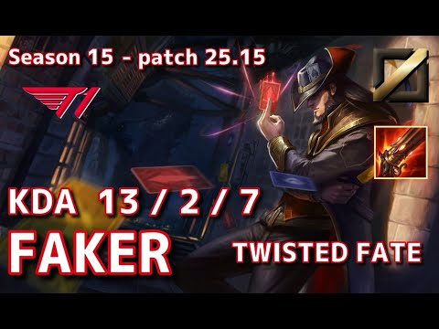【NAサーバー/M1】T1 Faker ツイステッドフェイト(Twisted Fate) VS サイラス(Sylas) MID - Patch25.15 NA Ranked【LoL】