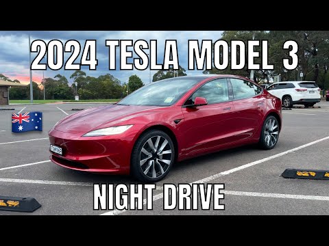 Updated 2024 Tesla Model 3 Night Drive in Sydney Australia