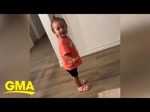 Toddler's adorable reaction to her squeaking shoes goes viral