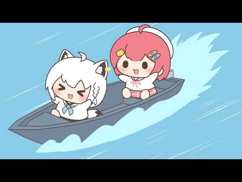 【手描き】ボートに振り回されるフブみこ【さくらみこ/白上フブキ/ホロライブ】