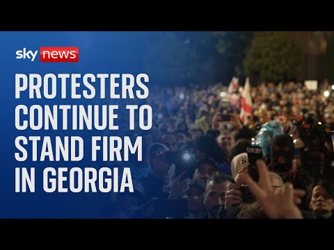 Georgia: Tens of thousands protest into the night
