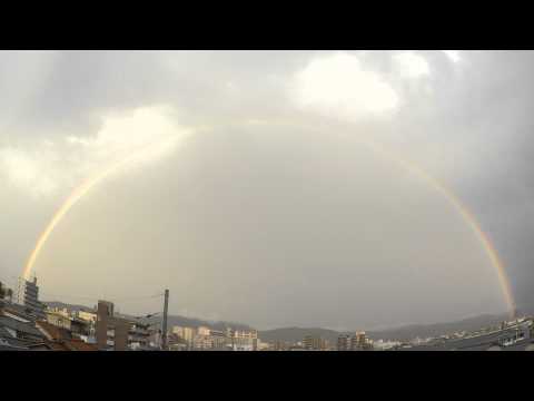 2014年9月1日18時頃 きれいな半円（弧）を描く虹 奈良市若草山方向　HX-A500で撮影　A  beautiful rainbow appeared！