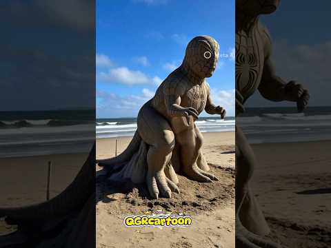 Spiderman and Hulk Shaped Like sand giant dinosaur sculpture #marveltoys#hulk #spiderman #shorts