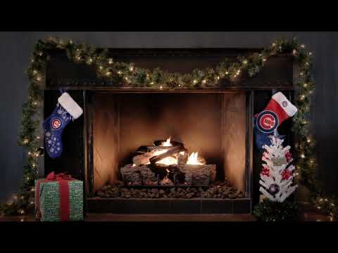 Chicago Cubs Yule Log | Crackling Christmas Fireplace video clip