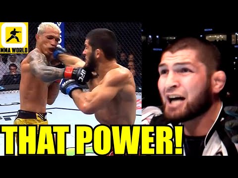 MMA WORLD Reacts to Islam Makhachev's POWERFUL SQUEEZE that made Charles Oliveira TAP OUT,UFC 280