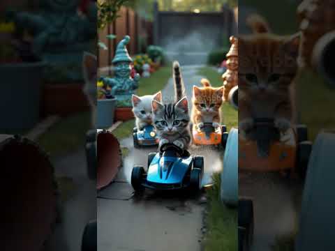 Tiny Racers : The Tale of Three Speedy Cats #cat #cuteanimal #shorts
