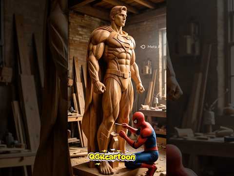 Spider-Man vs Hulk building a giant wooden statue of Superman #marveltoys#hulk #spiderman #shorts