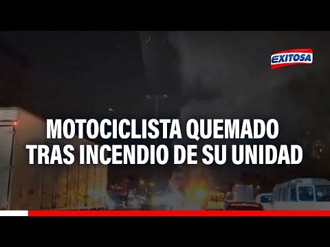 Surco: Motociclista queda gravemente herido tras incendiarse su unidad