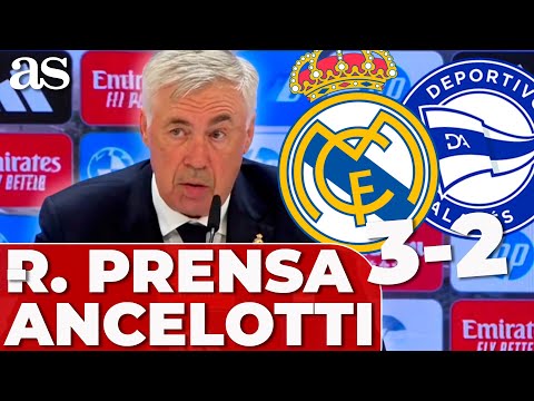 ANCELOTTI, RUEDA PRENSA completa REAL MADRID 3 - ALAVÉS 2 hoy: Mbappé, ARBITRAJE, Vinicius...