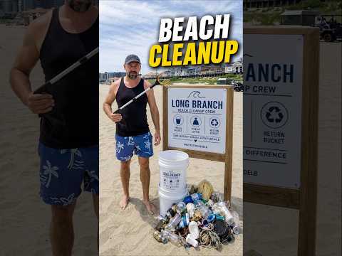 Long Branch put these cleanup buckets on the beach... so I grabbed one. 🏖️🗑️