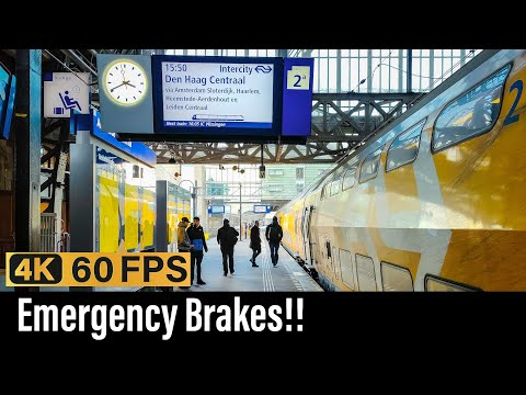 Train Cab Ride NL / Emergency Brakes ATB / Amsterdam - Haarlem - Den Haag / VIRM IC / January 2023