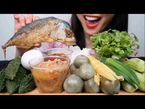 HEALTHY EATING ASMR (VEGGIES WITH SPICY THAI DIPPING SAUCE) NO TALKING | SAS-ASMR