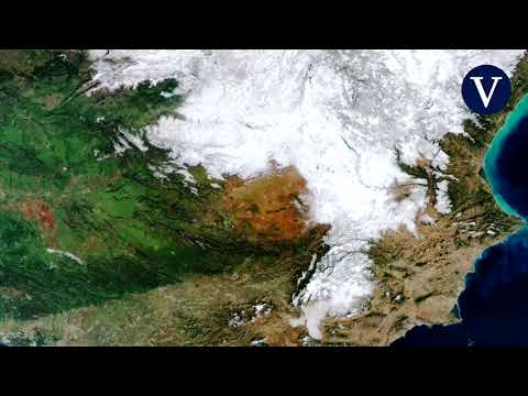 La nieve de Filomena sobre España, desde el espacio