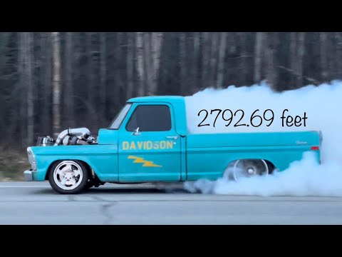 WORLDS LONGEST ROLLING BURNOUT! Twin turbo F100 1200+ hp!