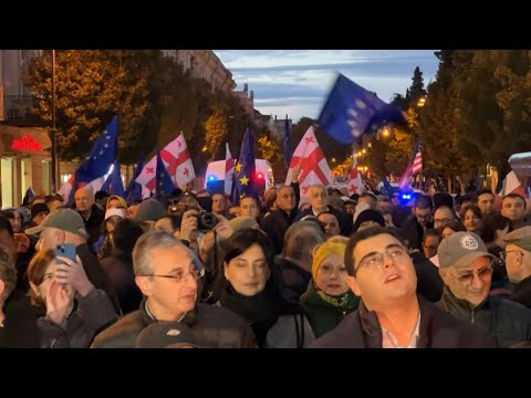 Georgians march towards parliament for protest against election results | AFP