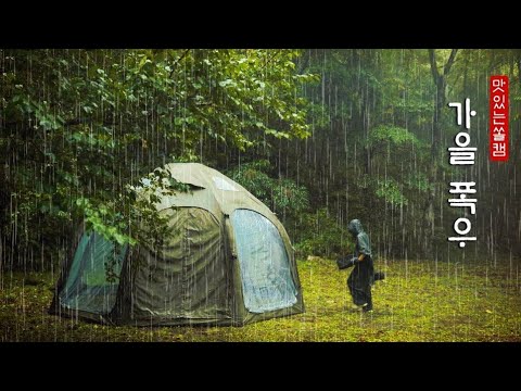 폭우 내리는 숲속에서 가을 우중캠핑 ☔🌧 ㆍ캠핑브이로그 ㆍ캠핑ASMR