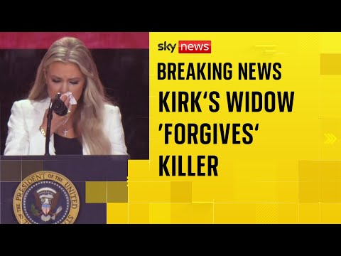'I forgive him': Tearful widow of Charlie Kirk gives emotional address at memorial service