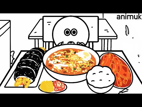 Mukbang Ramen and Kimbap 라면과 김밥 먹방 ANIMUK 애니먹