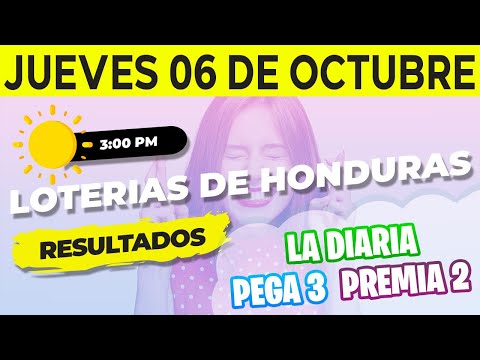 Sorteo 3PM Loto Honduras, La Diaria, Pega 3, Premia 2, Jueves 6 de Octubre del 2022 | Ganador