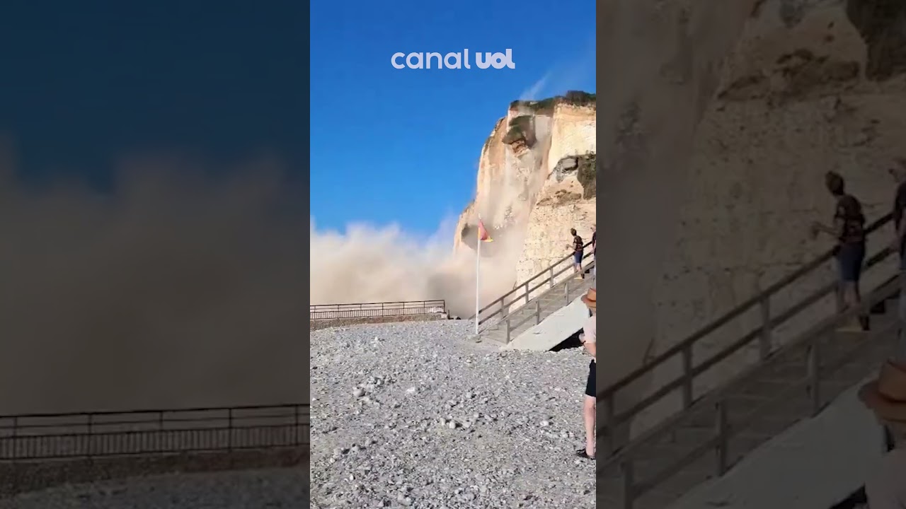 Penhasco desmorona na França e levanta nuvem de poeira veja vídeo