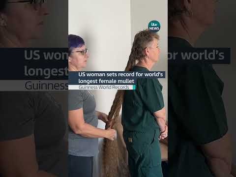 US woman sets record for world's longest female mullet #itvnews #guinnessworldrecords #usa