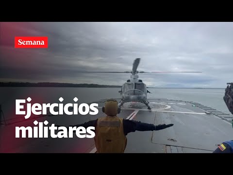 Arriesgado aterrizaje de un helicóptero de las Armada sobre un buque de guerra  | Semana Noticias