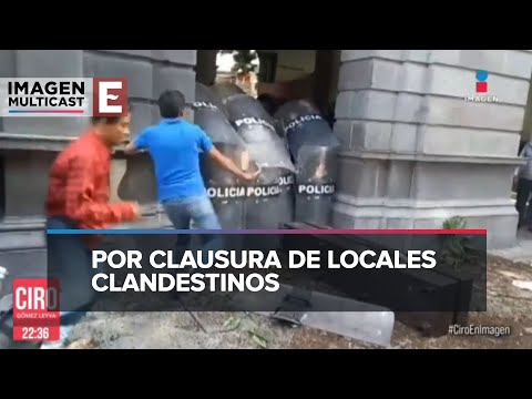 Agresión contra policías municipales en Puebla durante protesta