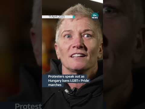 Protesters speak out asHungary bans LGBT + Pride marches #itvnews #shorts #pride