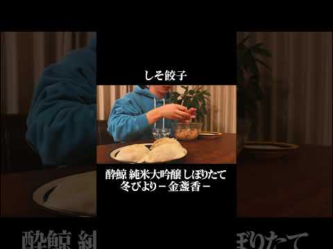 しそ餃子×醉鯨 純米大吟釀 しぼりたて 冬びより-金盞香(きんせんかさく)- #日本酒 #料理 #宅飮み #切り拔き #cooking #ASMR #shorts