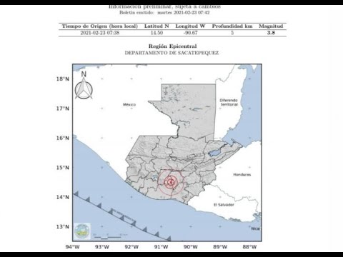 Temblor de magnitud 5.2 fue sensible en Guatemala