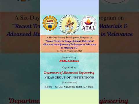 ATAL - FDP -2025- SESSION BY DR. MAMILLA RAVISANKAR , HOE-ME- IIT-TPTY @ VIKAS GROUP OF INSITUTIONS