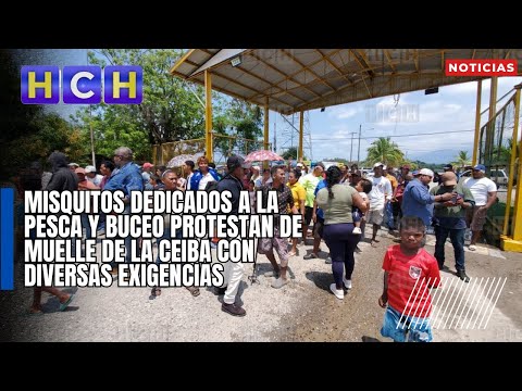 Misquitos dedicados a la pesca y buceo protestan de muelle de La Ceiba con diversas exigencias