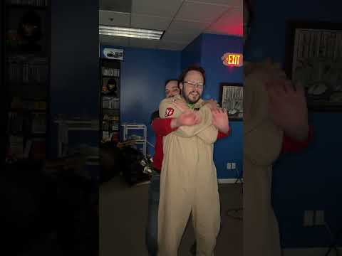 Trying to crack Aaron’s back between games! #halloween