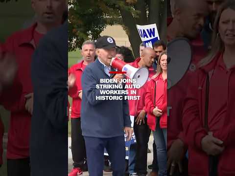 Biden joins striking auto workers in historic first