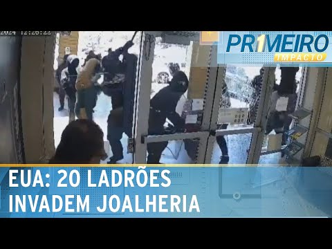 Joalheria é invadida por 20 ladrões na Califórnia, nos Estados Unidos | Primeiro Impacto (17/06/24)