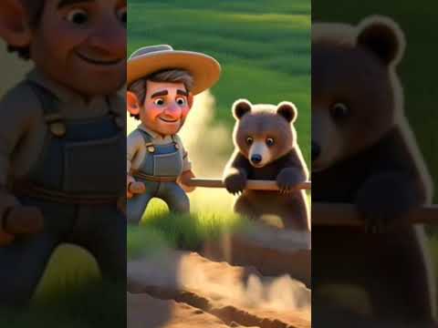 भालू 🐻 और किसान 🧑🏻‍🌾। A farmer and a Bear. #shorts #aianimation #farming #cartoon  #story #kahani