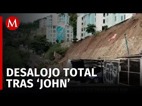 Deslave en Acapulco por huracán 'John' deja 332 evacuados y vehículos destruidos