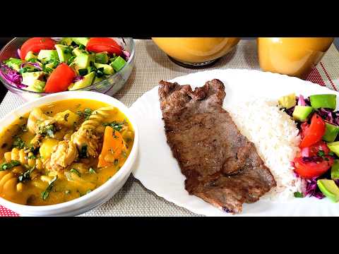 ♨️ALMUERZO EN POCOS MINUTOS‼️ SOPA DE LENTEJAS CON ATÚN, ENSALADA Y CARNE FRITA #comidaecuatoriana