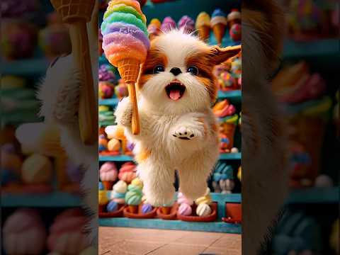 Cute Puppy Jumps With Her Rainbow Ice Cream but Then !!!! #Shorts #cat #puppy #cute #story