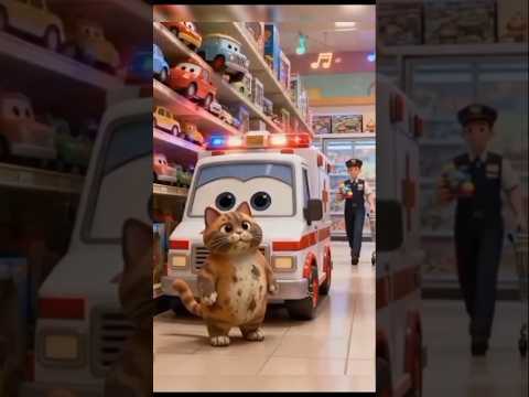 Rescue Mission 🚨 Cat Drives Ambulance to Save a Girl 🚑 #shorts #funny #cat #cute #animals #comedy