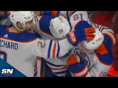 Oilers Zach Hyman Mobbed By Teammates After Netting 50th Of Season