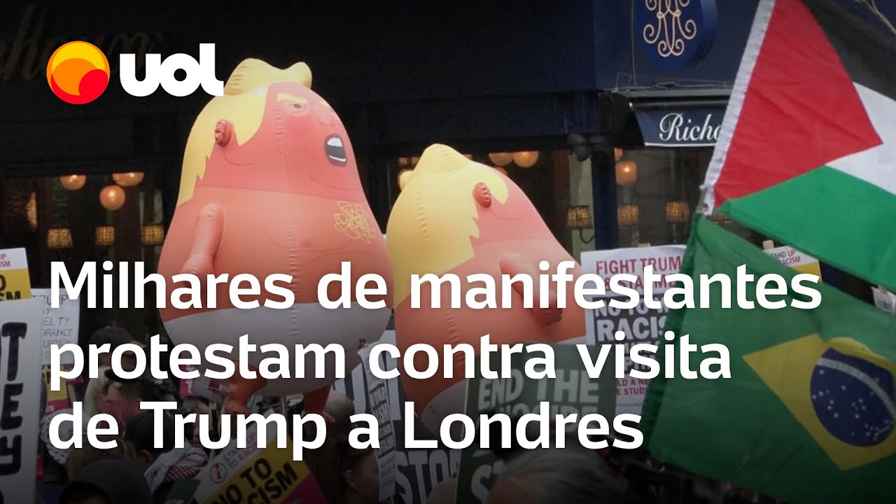 Trump em Londres: Milhares participam de manifestação contra presidente dos EUA