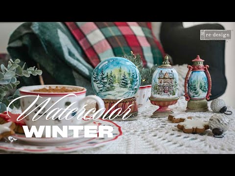 How to Paint a Snowy Scene | Watercolor & Decor Mould Christmas Craft By Redesign! 