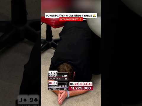 Poker Player HIDES UNDER POKER TABLE at Lodge Card Club Main Event 🫣 #poker #casino #pokerhands