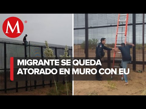 En Cd. Juárez, rescatan a migrante en la cima del muro fronterizo