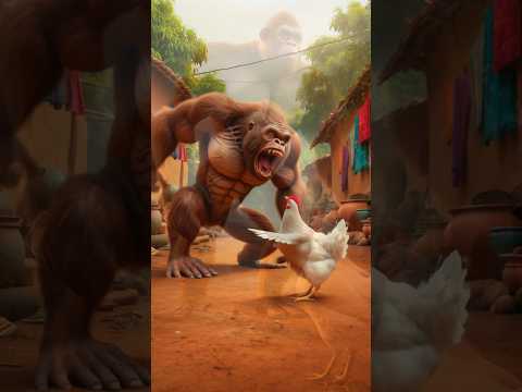 12 फुट का बंदर गांव में घुसा और किसान के सारे केले खा गया 😱🍌 | Emotional Ending💔 #ai #funny #monkey