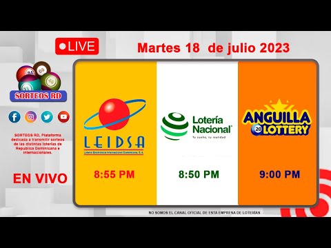Lotería Nacional LEIDSA y Anguilla Lottery en Vivo ?Martes 18    de julio 2023 - 8:55 PM