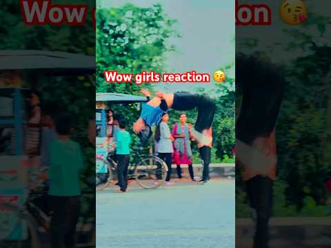 Wow reaction 🥰 amazing stunt video in public place 😅 /#trending #stunt #backflip #reaction #flip
